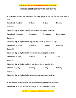 Đề thi giữa kì 1 Tiếng Anh 9 trường THCS Ngô Gia Tự