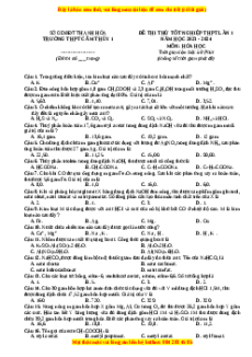 Đề thi thử tốt nghiệp Hóa học trường THPT Cẩm Thủy 1 lần 1 năm 2024