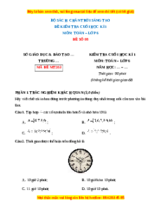 Đề thi cuối kì 1 Toán 6 Chân trời sáng tạo (Đề 8)