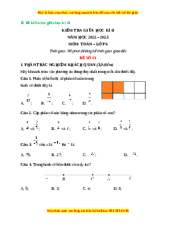 Đề thi giữa kì 2 Toán 6 Kết nối tri thức (Đề 1)
