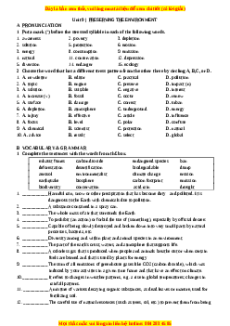 Bài tập Unit 9: Preserving the environment Tiếng Anh 10 cơ bản - nâng cao