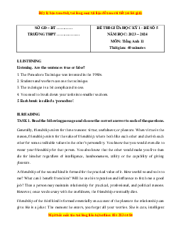 Đề thi giữa kì 1 Tiếng Anh 11 Global success (Đề 5 kèm file nghe)