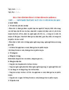 Giáo án Bài 1: Truyện truyền kì và truyện ngắn hiện đại Ngữ Văn 12 Cánh diều