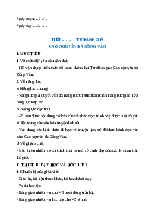 Giáo án Tự đánh giá: Cao nguyên đá Đồng Văn Ngữ Văn 9 Cánh diều