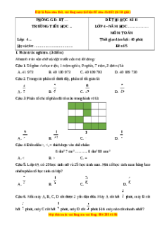 Đề thi cuối kì 2 Toán lớp 4 Cánh diều - Đề 5