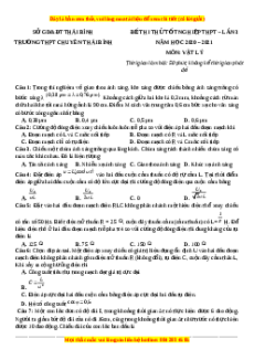 Đề thi thử Vật Lí trường Chuyên Thái Bình năm 2021