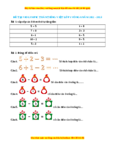 Đề thi Violympic Toán lớp 1 Vòng 6 có lời giải