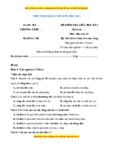 Đề thi giữa kì 1 Hóa Học 11 Kết nối tri thức (đề 2)