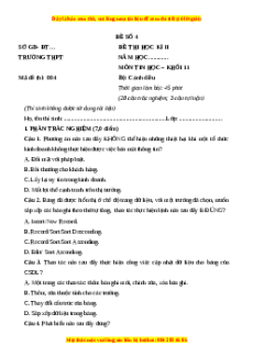 Đề thi cuối kì 2 Tin học 11 Cánh diều (Đề 4)