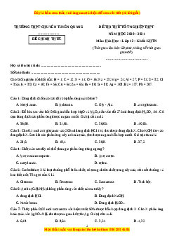 Đề thi thử Hóa Học trường Chuyên Tuyên Quang năm 2021