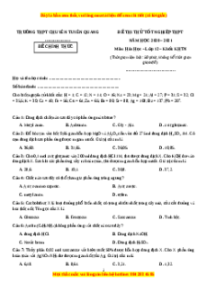 Đề thi thử Hóa Học trường Chuyên Tuyên Quang năm 2021