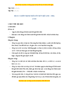 Giáo án Bài 12 Lịch sử 8 Chân trời sáng tạo (2024): Chiến tranh thế giới thứ nhất (1914 - 1918)
