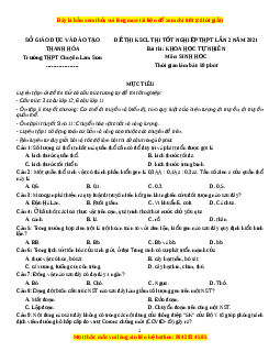 Đề thi thử Sinh Học trường Chuyên Lam Sơn lần 1 năm 2021
