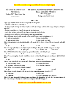 Đề thi thử Sinh Học trường Chuyên Lam Sơn lần 1 năm 2021