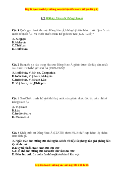 Trắc nghiệm Bài 5 Lịch sử 9: Các nước Đông Nam Á