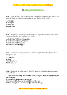 Trắc nghiệm Bài 5 Lịch sử 9: Các nước Đông Nam Á