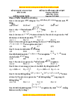 Đề thi vào 10 môn Toán tỉnh Bắc Giang (Hệ không chuyên) năm 2021