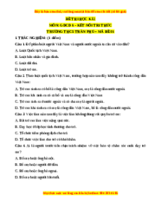 Đề thi GDCD 6 cuối kì 2 THCS Trần Phú - Đề 6 có đáp án