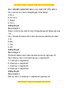 Trắc nghiệm Địa lý 7 Bài 7 Kết nối tri thức: Bản đồ chính trị châu Á, các khu vực của châu Á