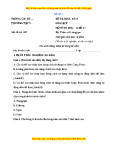 Đề thi cuối kì 2 Tin học 7 Chân trời sáng tạo (Đề 2)