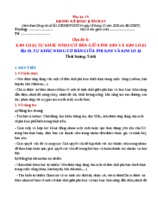 Giáo án Bài 18 KHTN 9 Cánh Diều (2024): Sự khác nhau cơ bản giữa phi kim và kim loại