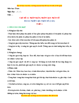 Giáo án Phép chia phân số Toán lớp 4 Kết nối tri thức