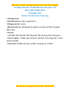 Đề thi Công nghệ 11 giữa kì 2 Kết nối tri thức (Công nghệ cơ khí) - Đề 1