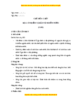 Giáo án Bài 3 Khoa học lớp 4 (Chân trời sáng tạo): Ô nhiễm và bảo vệ nguồn nước