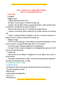 Giáo án Bài 20 Địa lí 11 Kết nối tri thức (2024): Vị trí địa, điều kiện tự nhiên, dân cư và xã hội Liên Bang Nga
