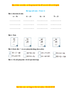 Bài tập cuối tuần Toán lớp 2 Tuần 11 Cánh diều (có lời giải)