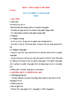 Giáo án Bài 1 Công nghệ lớp 3 Chân trời sáng tạo: Tự nhiên và công nghệ