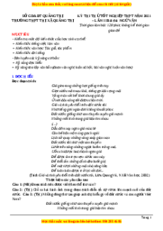Đề thi thử Ngữ Văn Thị Xã Quảng Trị năm 2021