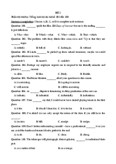 10 Đề thi ĐGNL Bộ Quốc phòng môn Tiếng Anh
