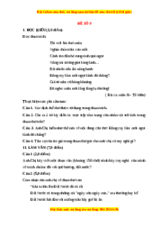 Đề thi cuối kì 1 Ngữ văn 12 - đề 9 có đáp án