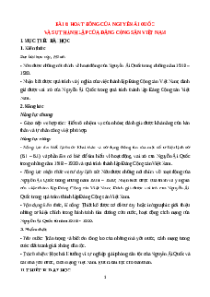 Giáo án Bài 6 Lịch sử 9 Kết nối tri thức (2024): Hoạt động của Nguyễn Ái Quốc và sự thành lập Đảng Cộng sản Việt Nam