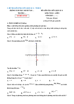 Đề thi giữa kì 2 Toán 8 Chân trời sáng Cấu trúc mới - Đề 1