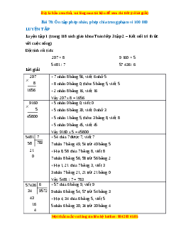 Giải Sgk Toán lớp 3 Bài 78: Ôn tập phép nhân, chia trừ trong phạm vi 100000 (Kết nối tri thức)