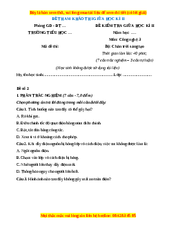 Đề thi giữa kì 2 Công nghệ lớp 3 Chân trời sáng tạo (Đề 3)