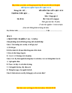 Đề thi giữa kì 2 Công nghệ lớp 3 Chân trời sáng tạo (Đề 3)