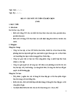 Giáo án Bài 17: Các mức ưu tiên của bộ chọn Tin học 12 Kết nối tri thức