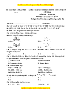 Đề thi HSG Hóa 11 năm 2023-2024 (Đề 17) có lời giải