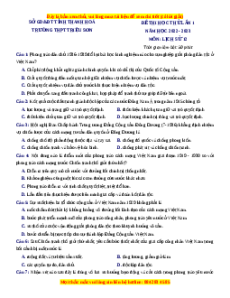 Đề thi thử Lịch sử trường Triệu Sơn - Thanh Hóa lần 1 năm 2023