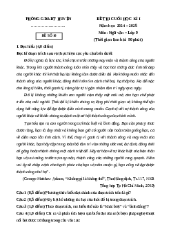 Đề thi Cuối kì 1 Ngữ văn 9 Cánh diều 2024 (Đề 10)