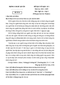 Đề thi Cuối kì 1 Ngữ văn 9 Cánh diều 2024 (Đề 10)