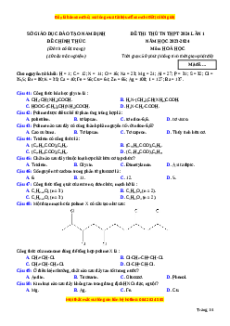 Đề thi thử tốt nghiệp Hóa học Sở GDĐT Nam Định lần 1 năm 2024