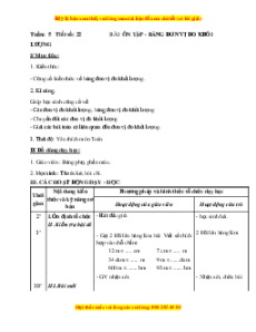 Giáo án Bài 22 Toán lớp 5: Ôn tập Bảng đơn vị đo khối lượng