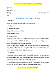 Giáo án Bài 2: Thực hành Sinh học 12 Chân trời sáng tạo: Tách chiết DNA