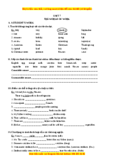 Bài tập Unit 7: The world of work Tiếng Anh 7 - Mai Lan Hương