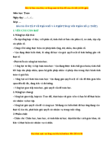 Giáo án Ôn tập về phân số và các phép tính với phân số Toán lớp 4 Cánh diều