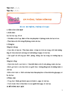 Giáo án Bài 10: Em phòng, tránh xâm hại Đạo đức lớp 5 Cánh diều